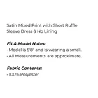 Umgee - Satin Mixed Print w/Short Ruffle Sleeve Dress - Large