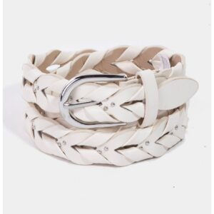 Coastal Chic Braided Vegan Leather Belt - 40" White