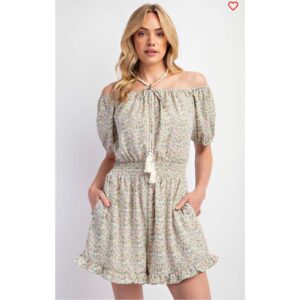 EASEL - Printed Boho Ruffle Romper - Large