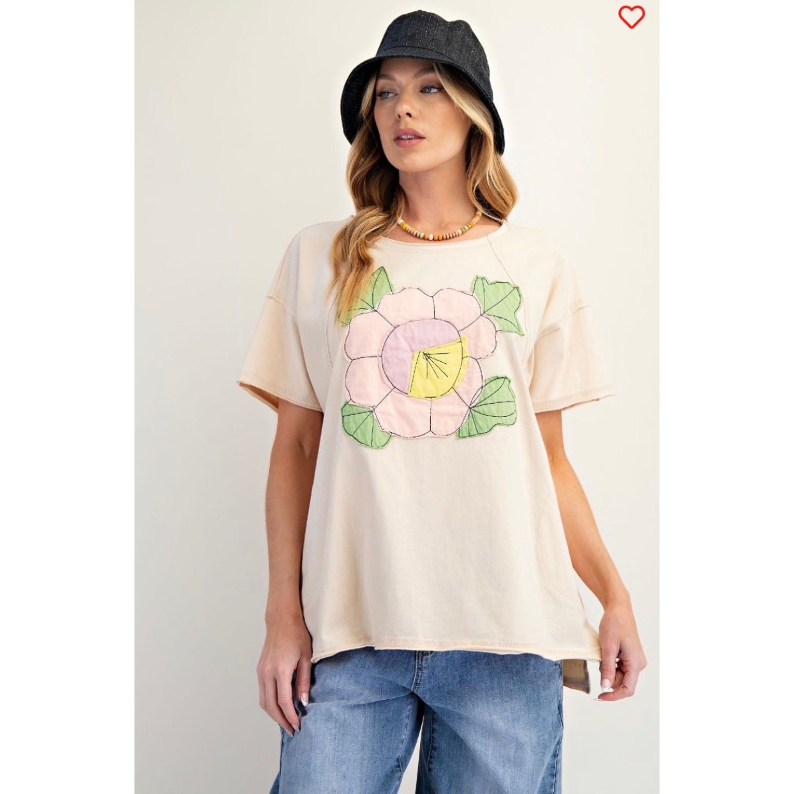 Easel - Flower Patch Mineral Washed Knit Top - Large - Image 3