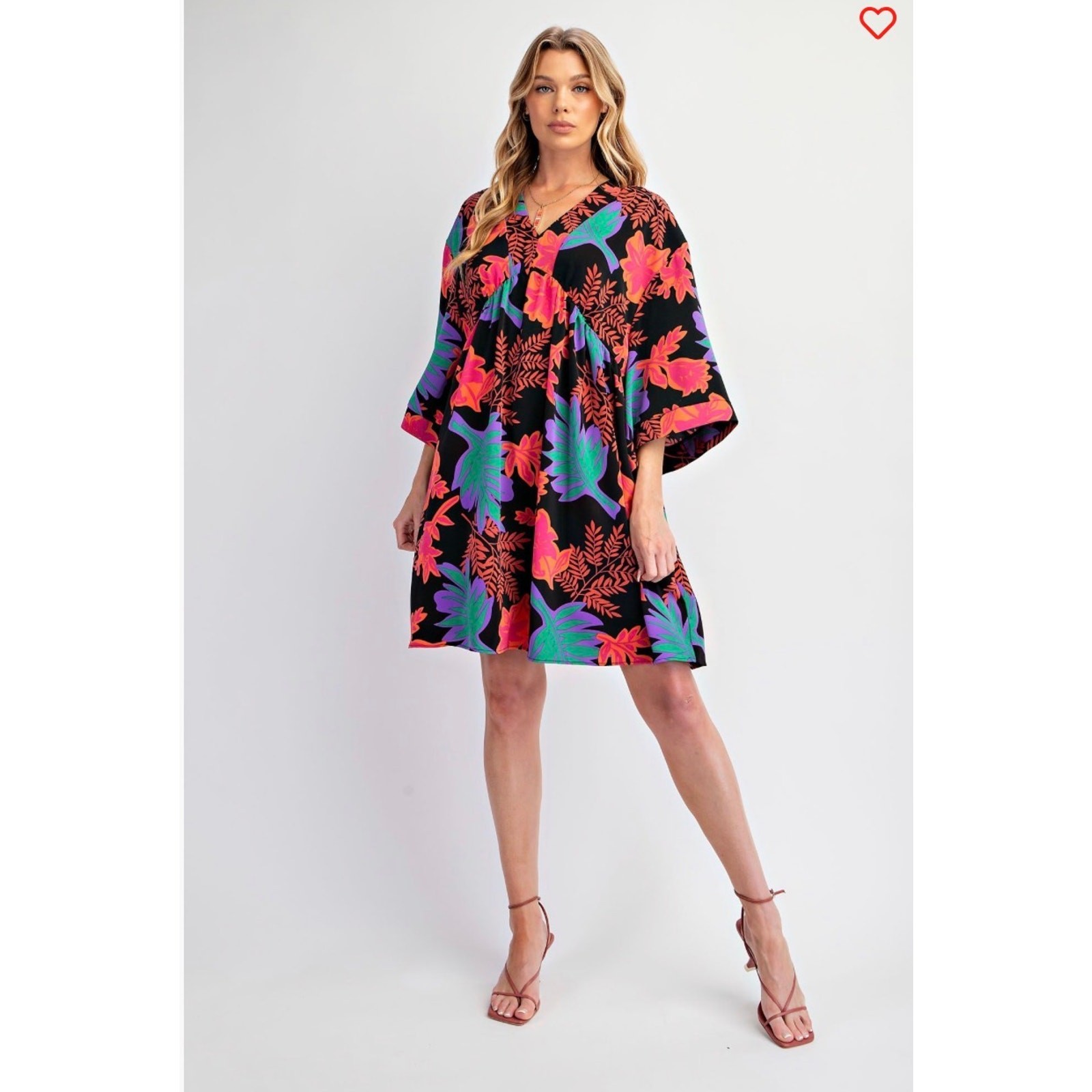Easel - Printed Sophia Twill Woven Dress - Large
