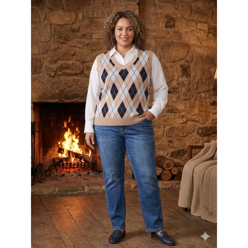 Haute Monde - Argyle Sweater Vest - 1X