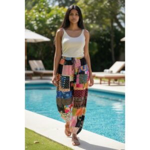 POL - One of a Kind Boho Printed Woven Jogger Pants - One Size (E)