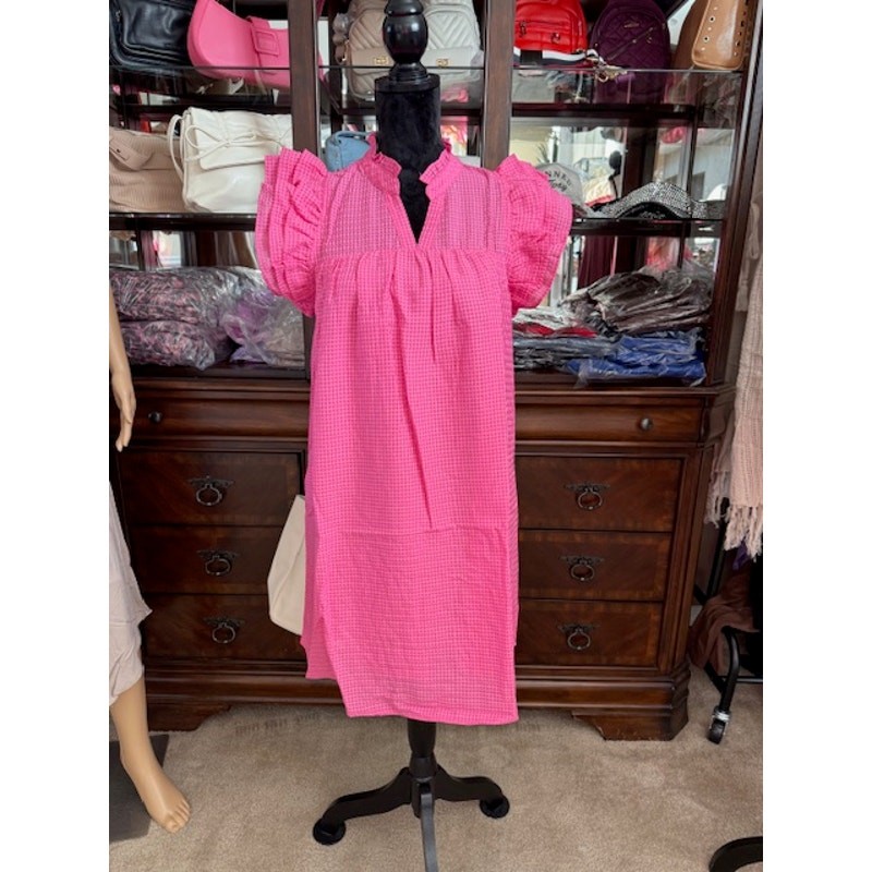 UMGEE - Layered Ruffle Sleeve Split Neck Dress - Small - Image 3