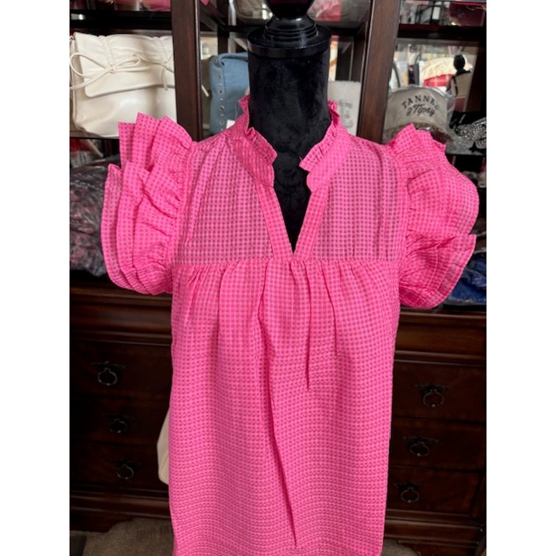 UMGEE - Layered Ruffle Sleeve Split Neck Dress - Small - Image 5