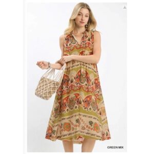 Umgee - Boho Floral Sleeveless Midi Dress - Small