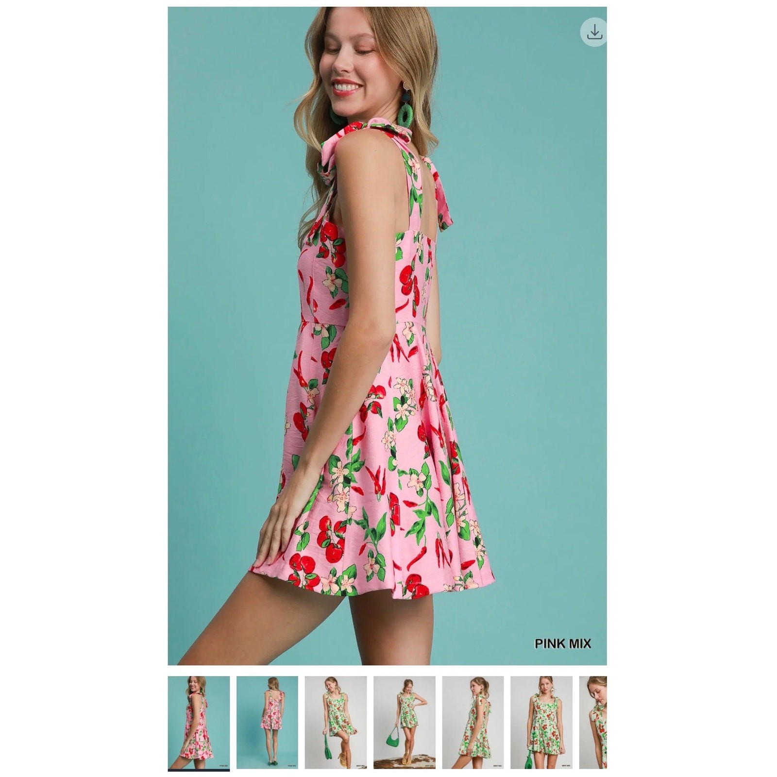 Umgee - Cherry Mixed Mini Dress - Large - Image 4