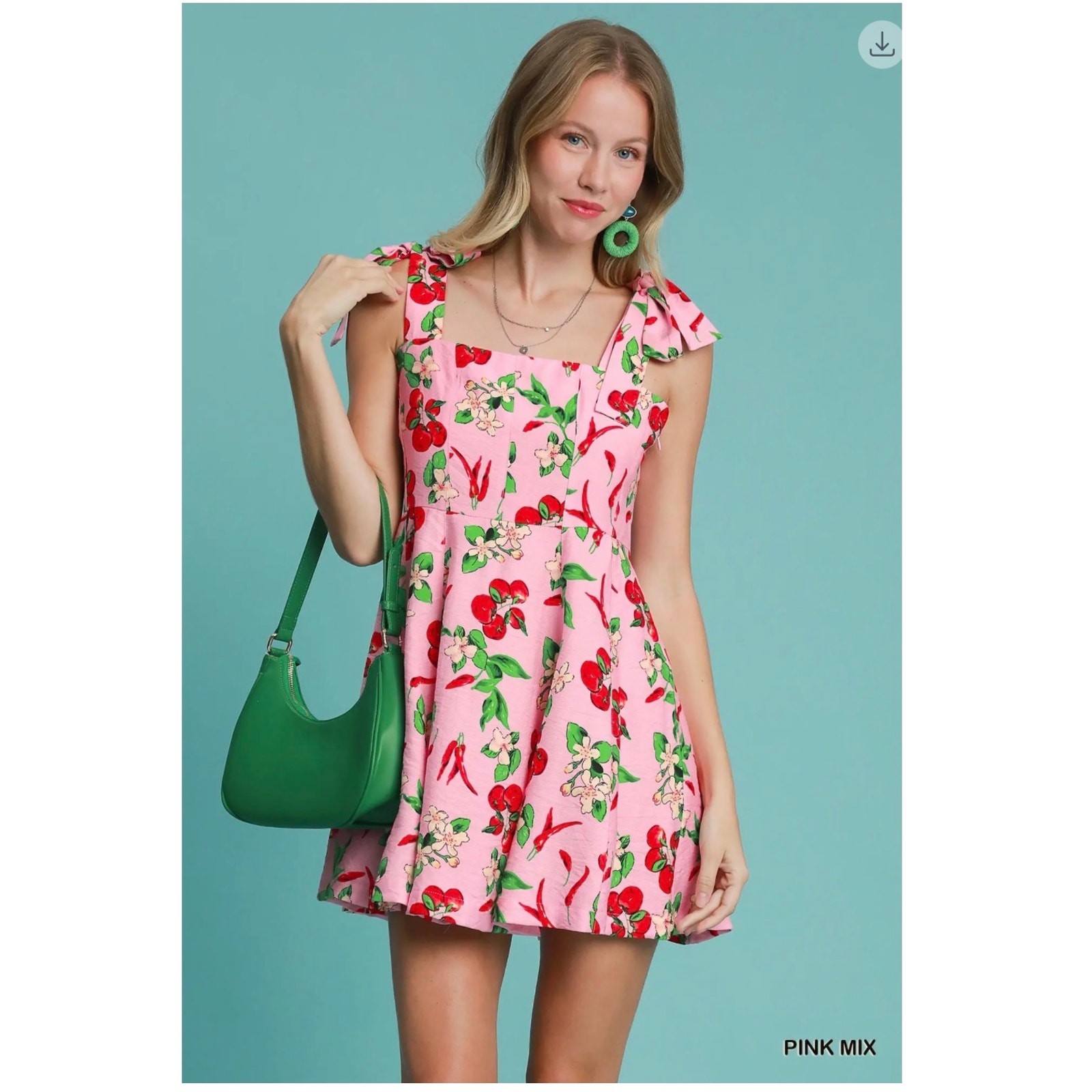 Umgee - Cherry Mixed Mini Dress - Large