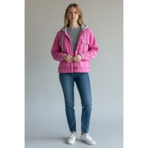 Zenana - Button Down Fleece Hacci Jacket with Hood - Small