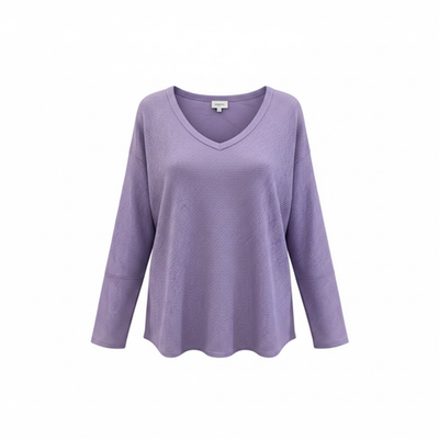 Andree by UNIT - Lavender Waffle Long Sleeve Top - 2X - Image 3
