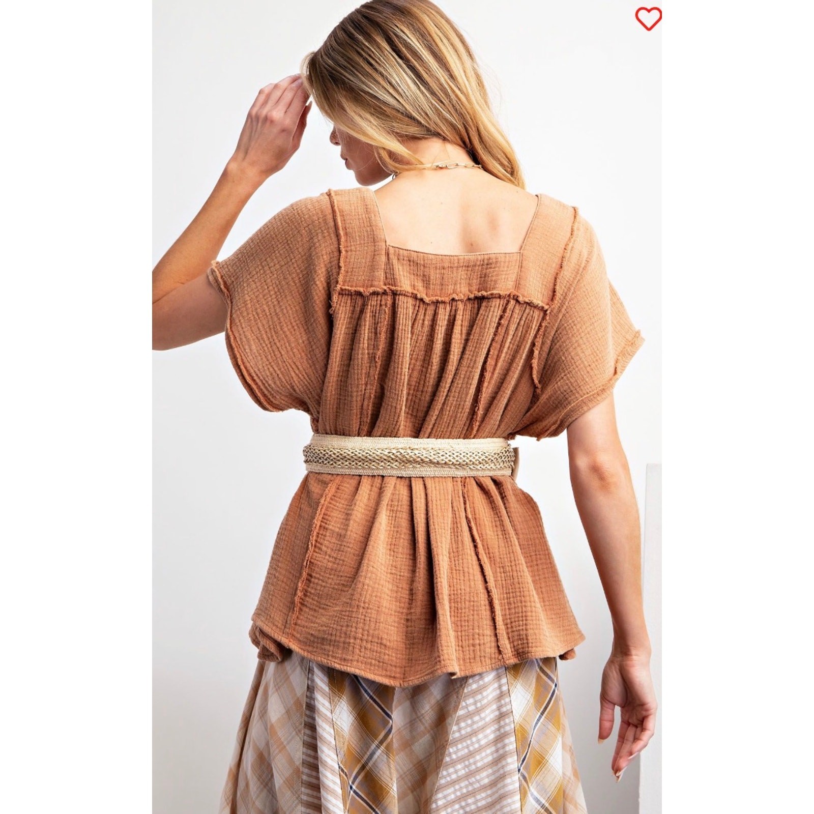 Easel - Mineral Washed Cotton Babydoll Top - Medium - Image 3