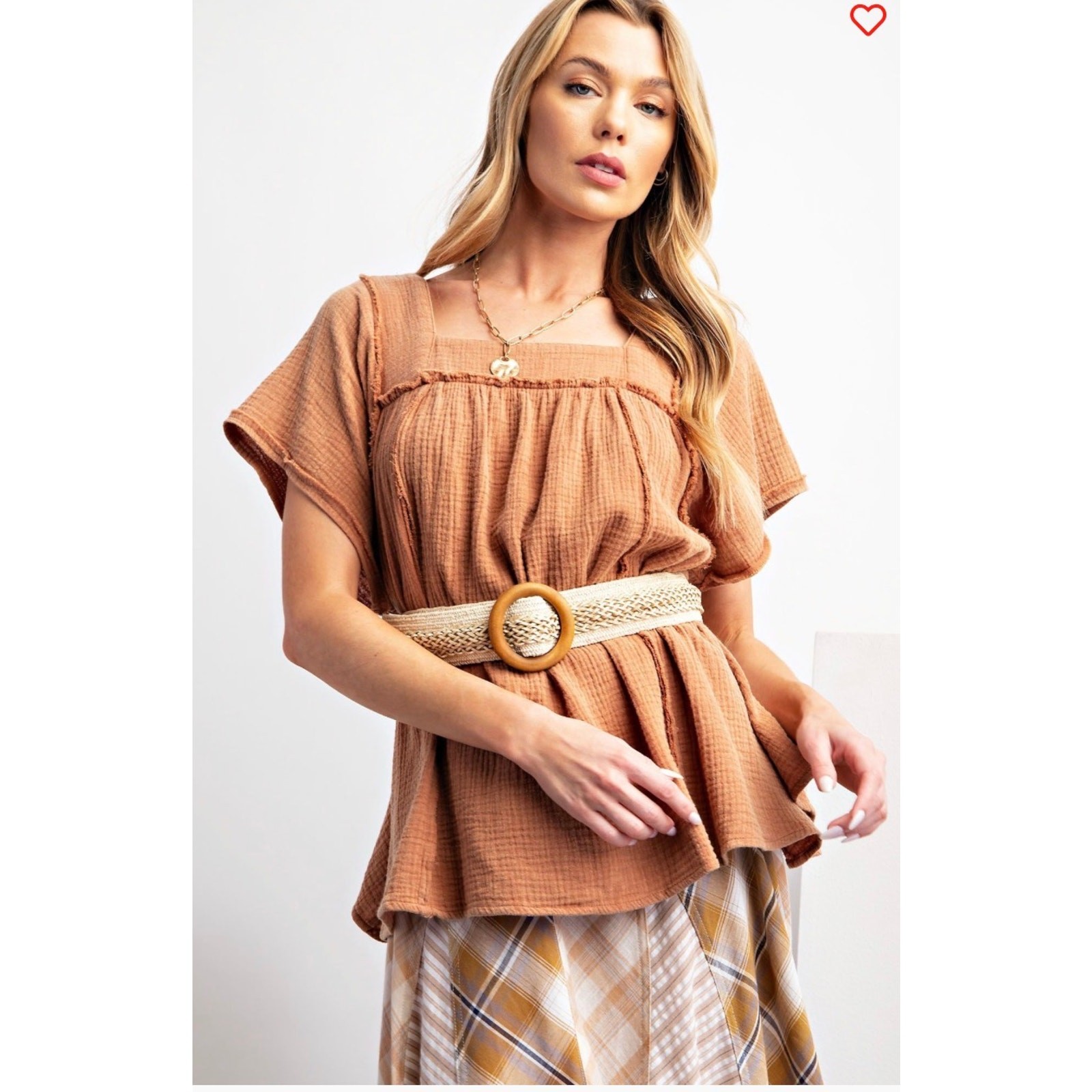 Easel - Mineral Washed Cotton Babydoll Top - Medium - Image 4