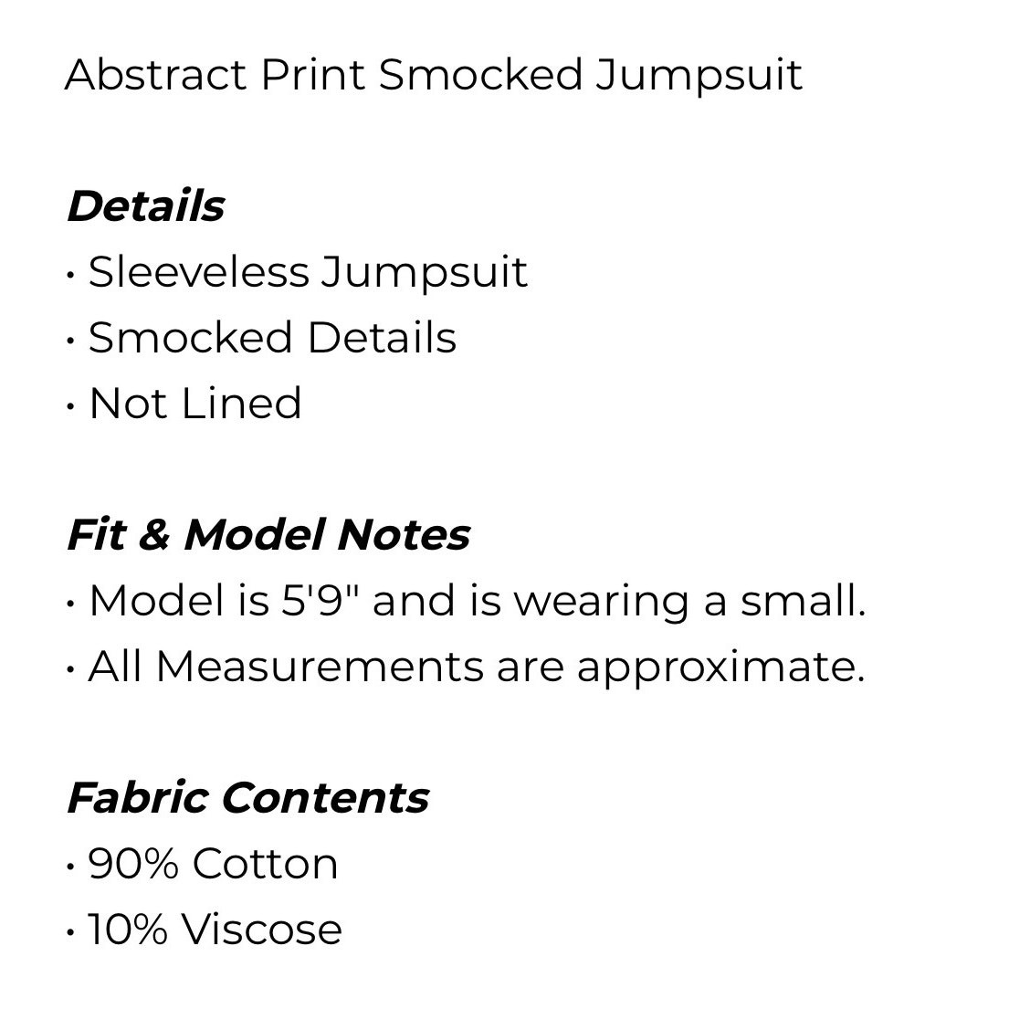 Umgee - Abstract Print Smocked Jumpsuit - Small - Image 6