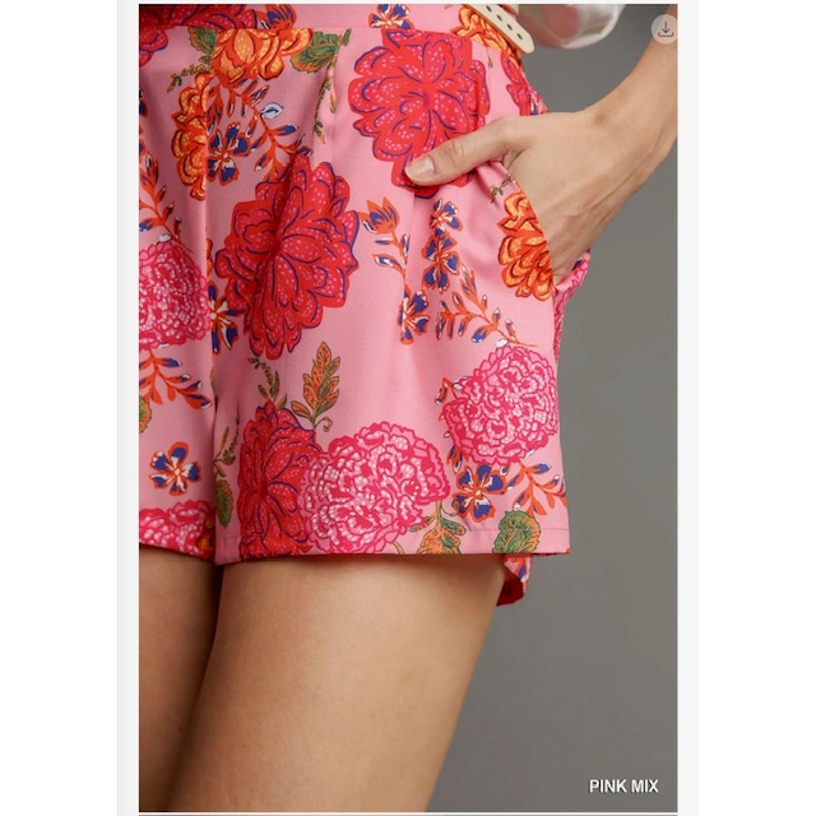 Umgee - Floral Print Pleated Shotes w/Side Pockets - LARGE - Image 3