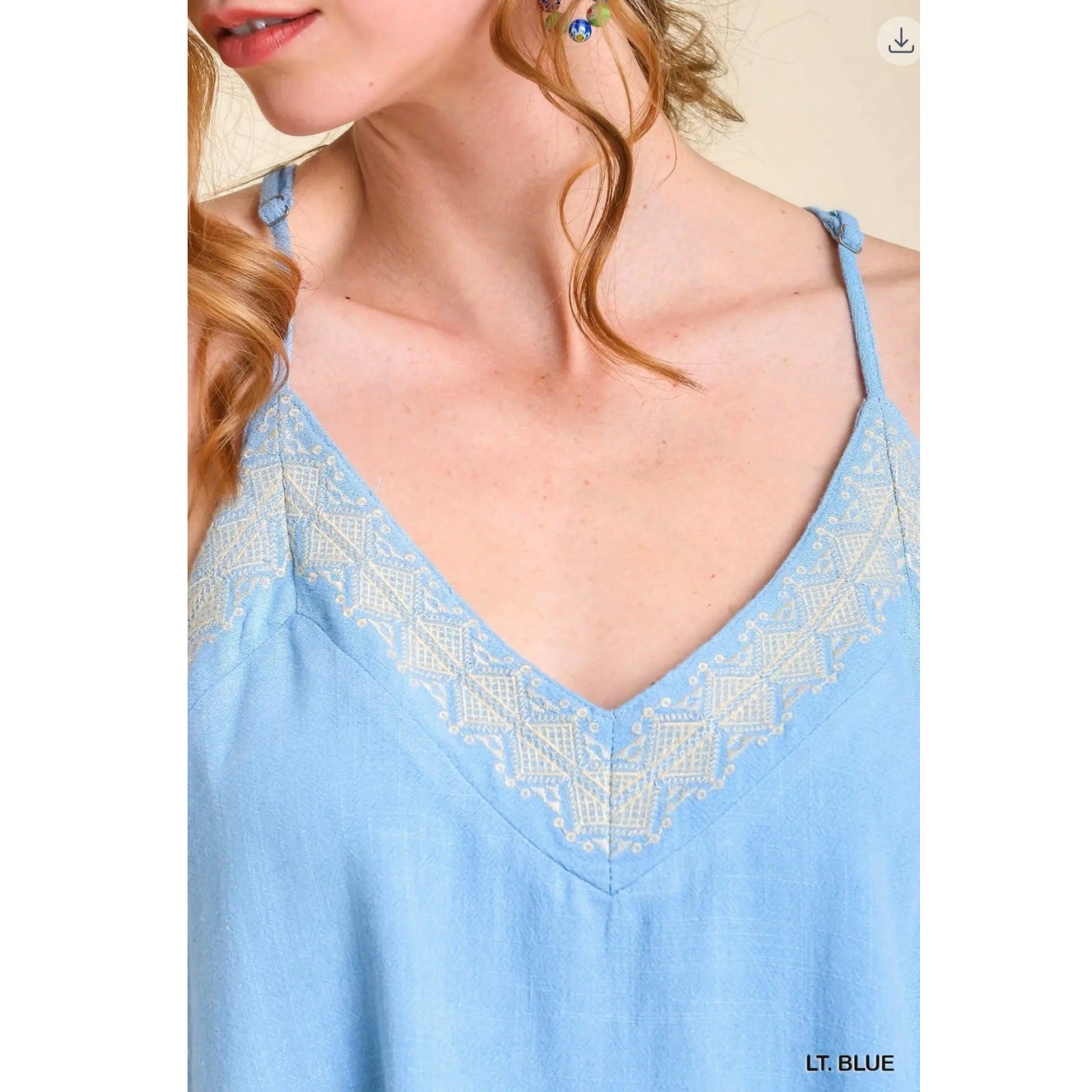 Umgee - Linen Tribal Embroidered Frayed Hem Top - LARGE - Image 3