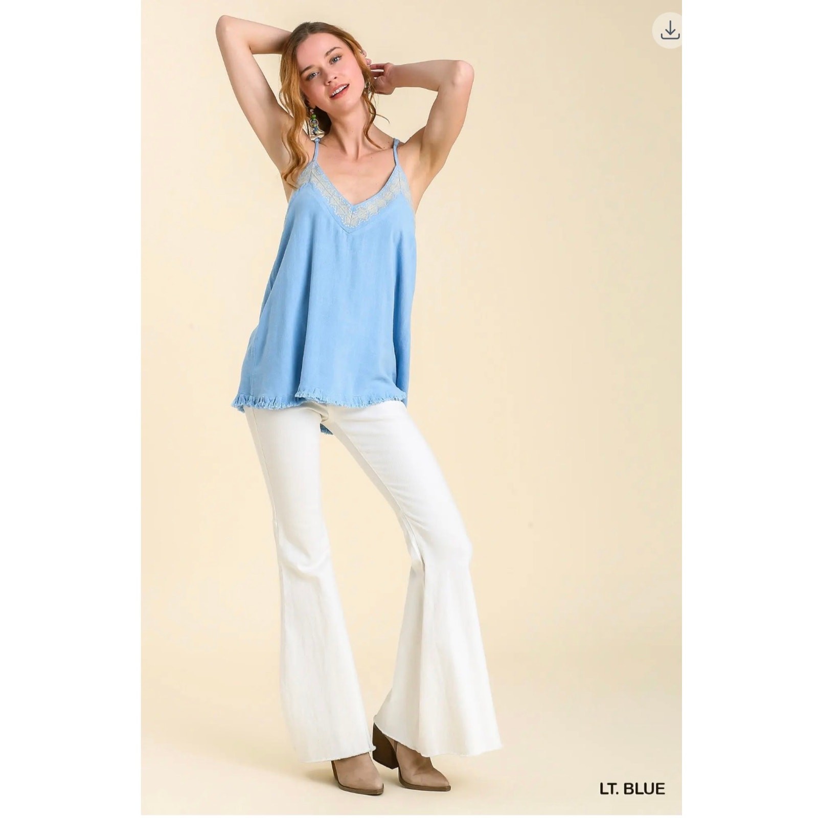 Umgee - Linen Tribal Embroidered Frayed Hem Top - LARGE - Image 4