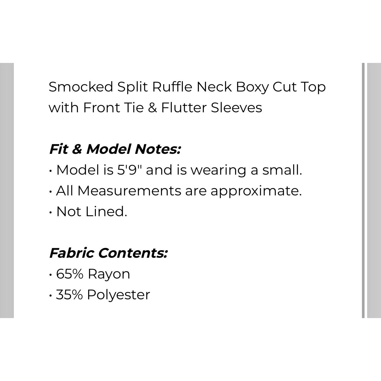 Umgee - Smocked Split Ruffle Neck with Flutter Sleeve Top - Small - Image 6