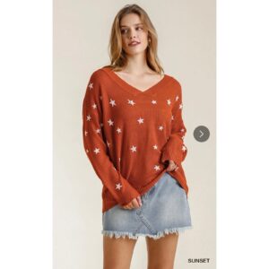 Umgee - Star Stamped Sweater - Large