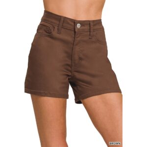 ZENANA - HIGH RISE COLOR JEAN SHORTS - Small