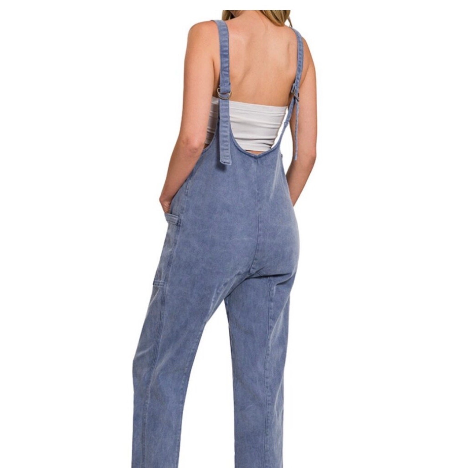 Zenana - Denim Overalls with Adjustable Strap Jumpsuit (Blackberry) - MEDIUM - Image 3
