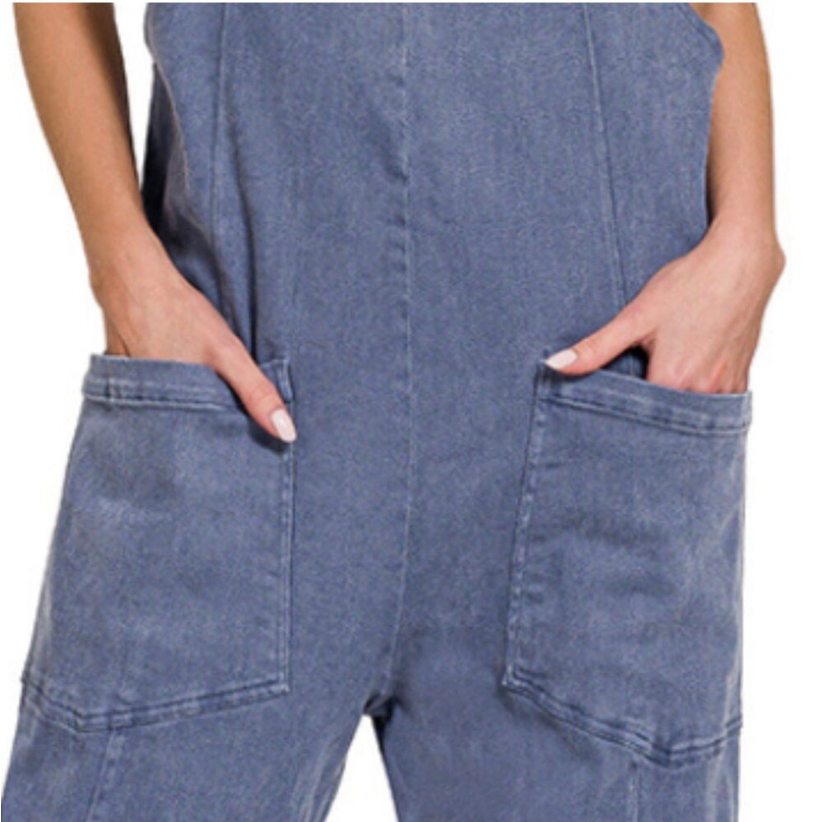 Zenana - Denim Overalls with Adjustable Strap Jumpsuit (Blackberry) - MEDIUM - Image 4