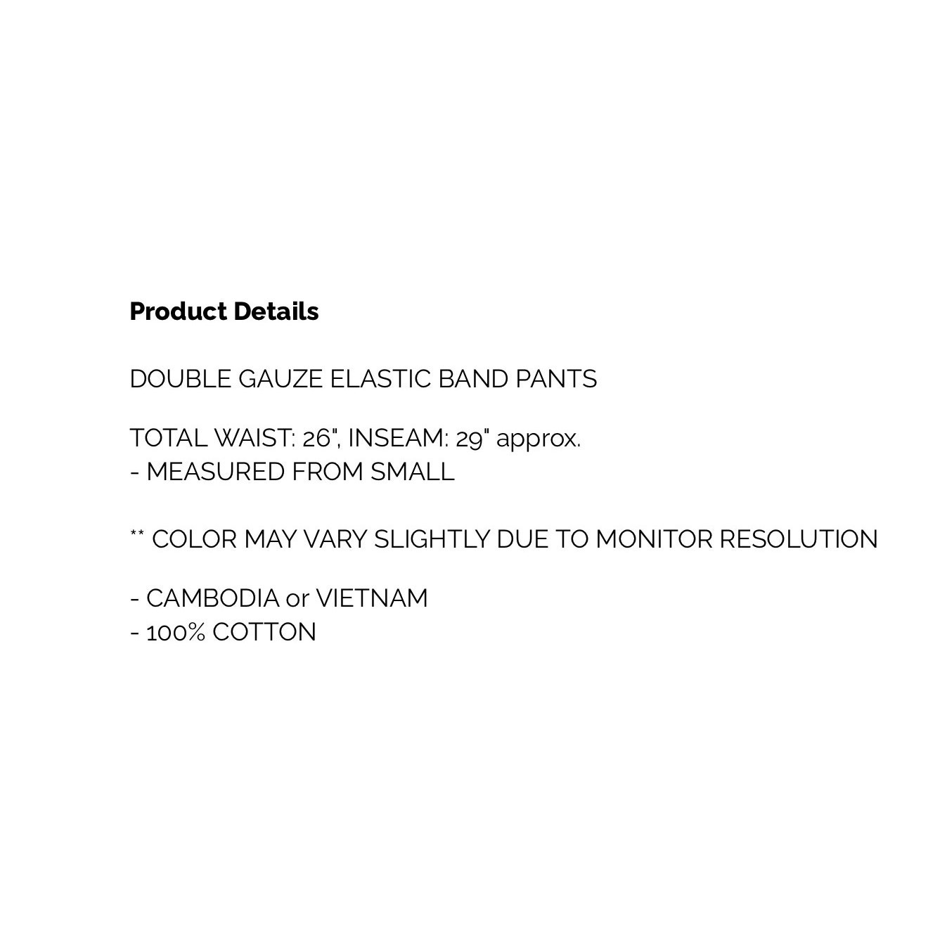 Zenana - Double Gauze Elastic Band Pants - Small - Image 4