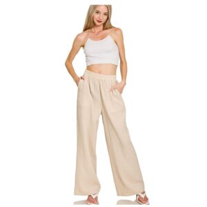 Zenana - Double Gauze Elastic Band Pants - Small
