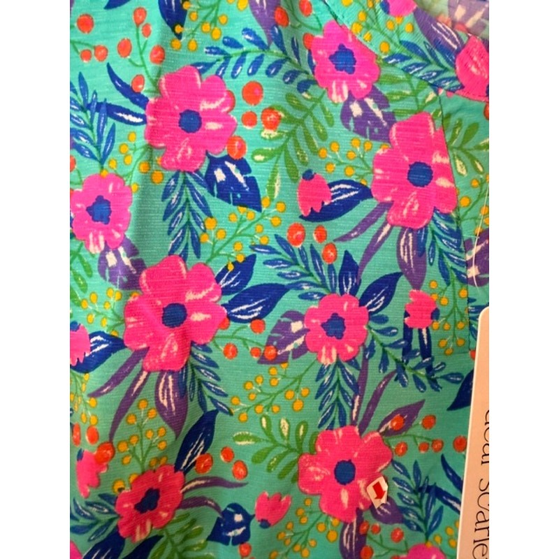 Dear Scarlett - Green Floral Lizzy Short Sleeve Tab Blouse - Small - Image 7