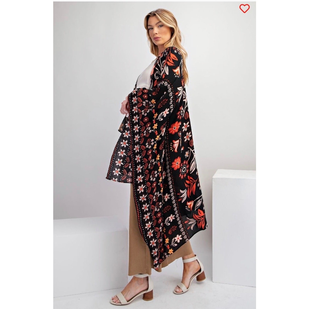 Easel - Printed Rayon Crepon Kimono - Small - Image 3