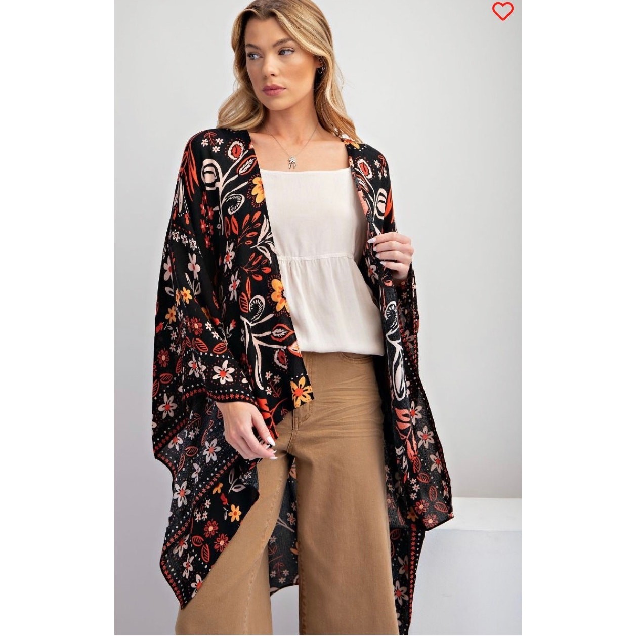 Easel - Printed Rayon Crepon Kimono - Small - Image 4