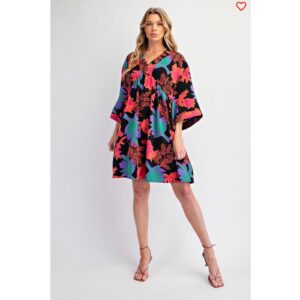 Easel - Printed Sophia Twill Woven Dress - Medium