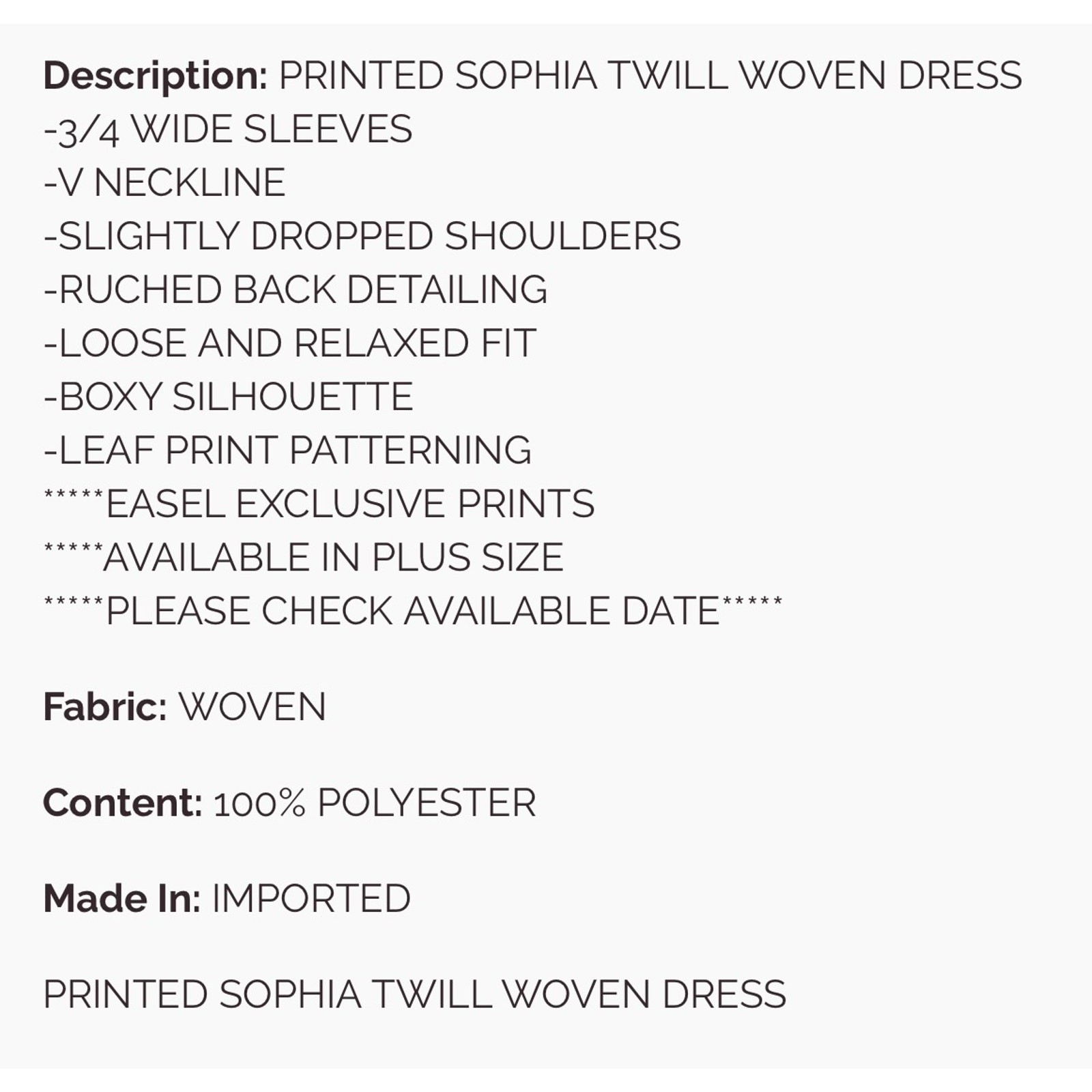 Easel - Printed Sophia Twill Woven Dress - Medium - Image 6