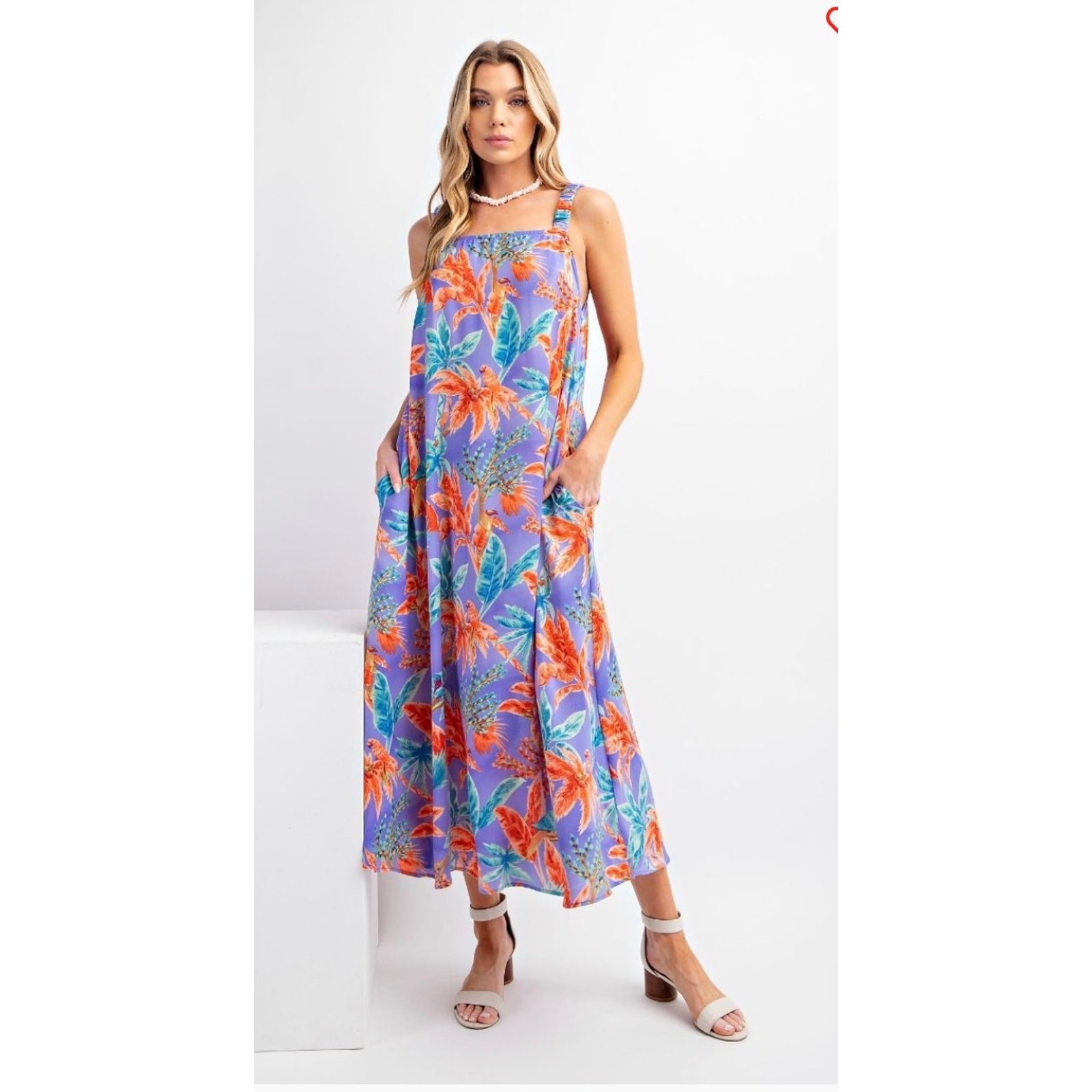 Easel - Tropical Print Mirabelle Satin Maxi Dress - Medium - Image 3