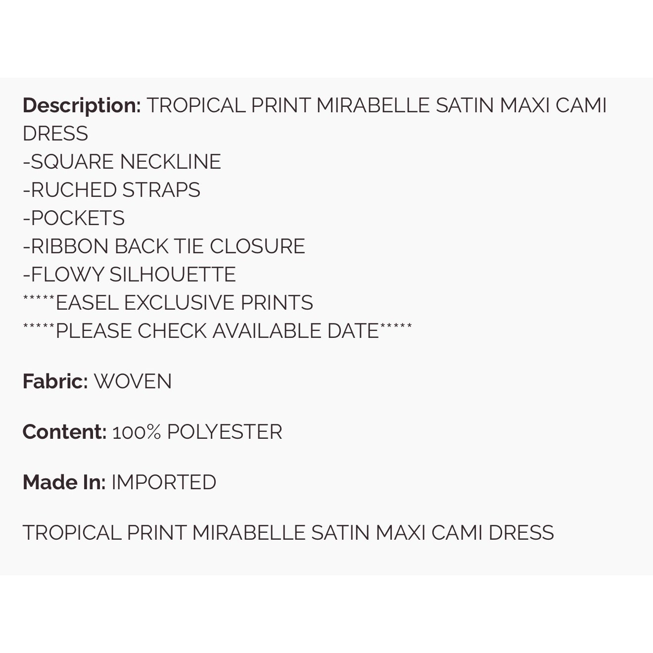 Easel - Tropical Print Mirabelle Satin Maxi Dress - Small - Image 6