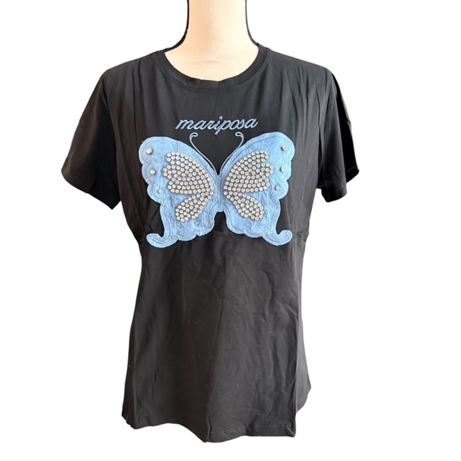 La Diosa - Patchwork "Butterfly" T-Shirt with Stones - 3XL - Image 8