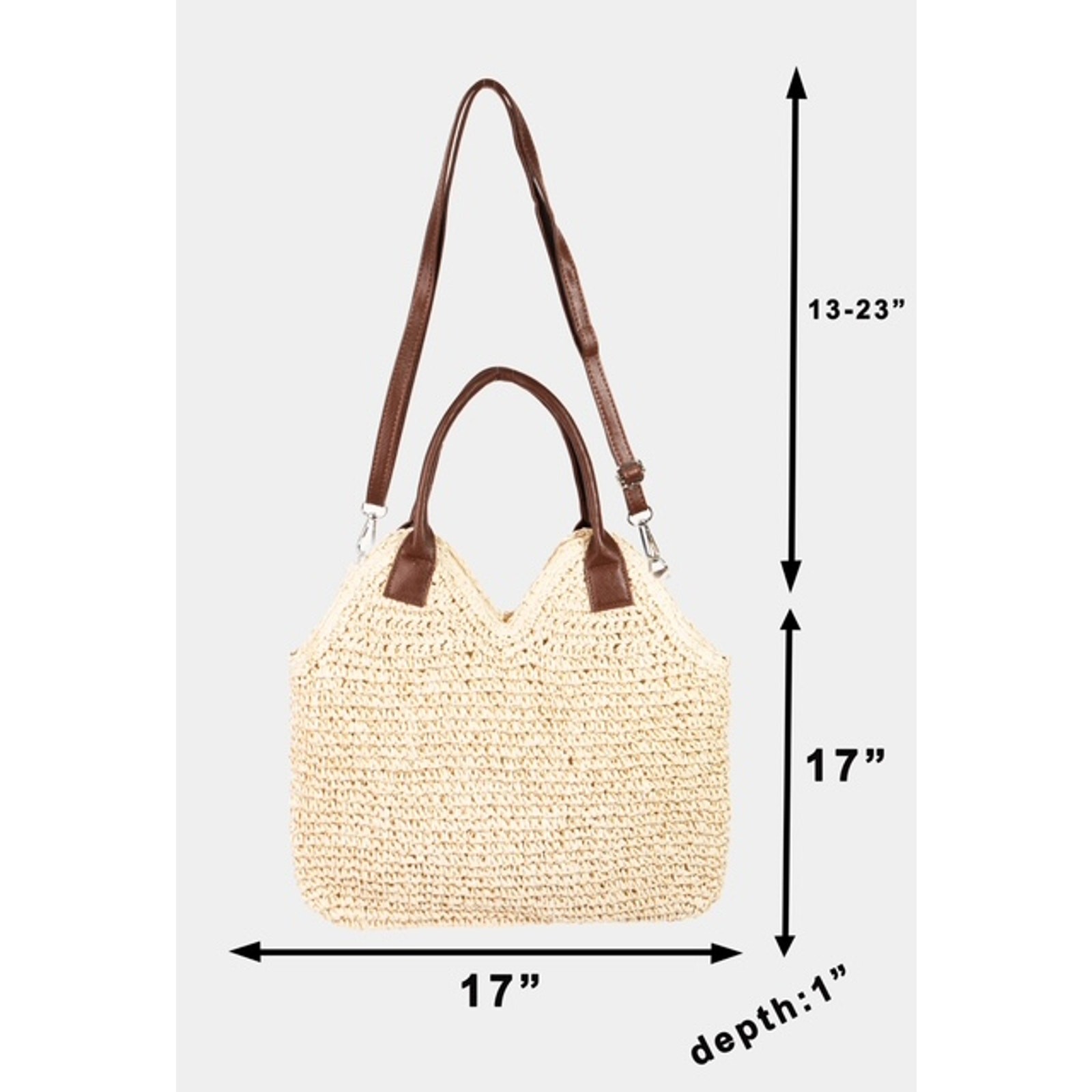 Leather Strap Straw Knit Shoulder Bag - Image 3