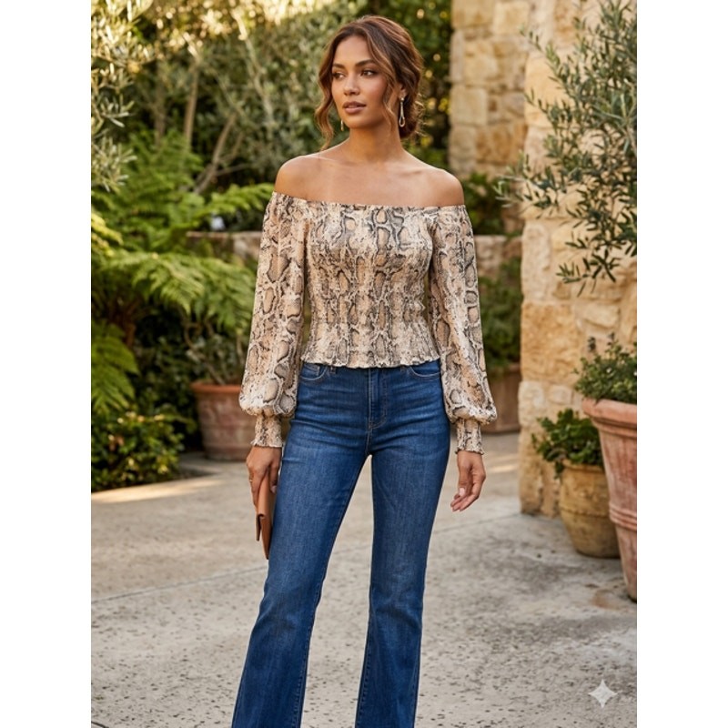 Strut & Bolt - Smock Snakeskin Blouse - Small
