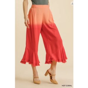 UMGEE - Linen Blend Dip Dye Wide Leg Pants - Medium