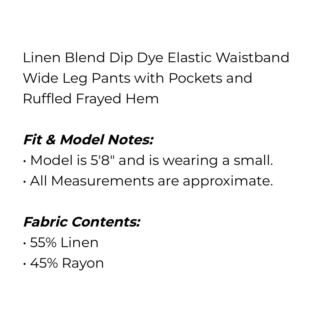 UMGEE - Linen Blend Dip Dye Wide Leg Pants - Small - Image 4