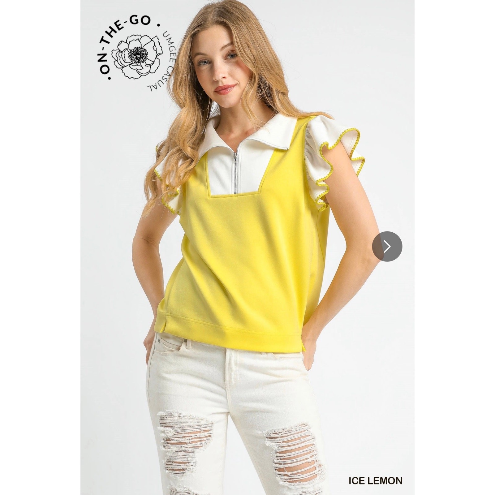 Umgee - Luxeknit Ruffle Sleeve Top - Small