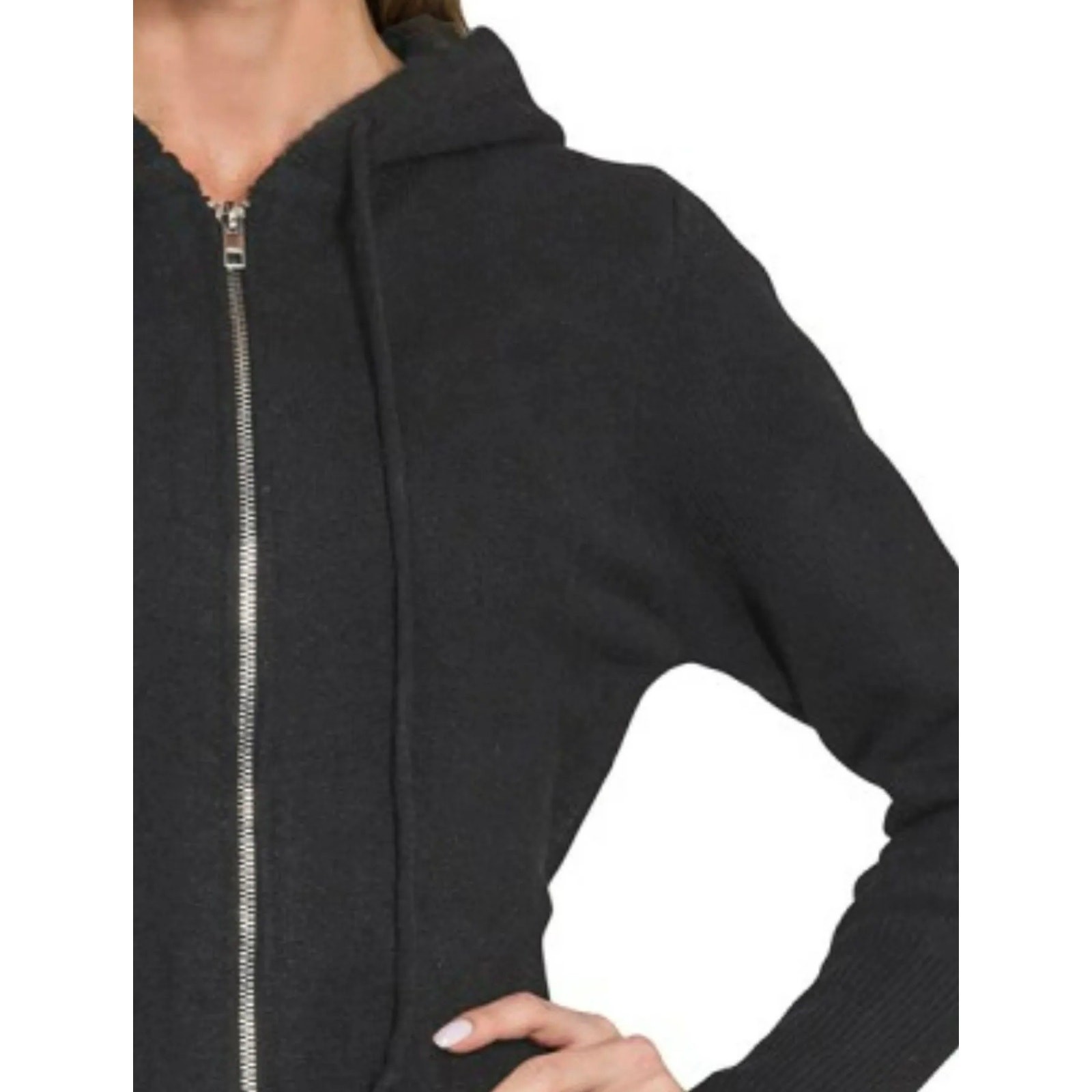 Zenana - Zip Up Hooded Cardigan - Small - Image 4