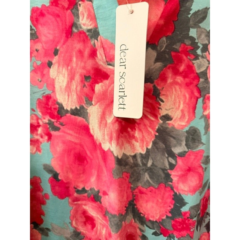 Dear Scarlett - Lizzy Mint Rose Floral 3/4 Length Tab Sleeve - XL - Image 5