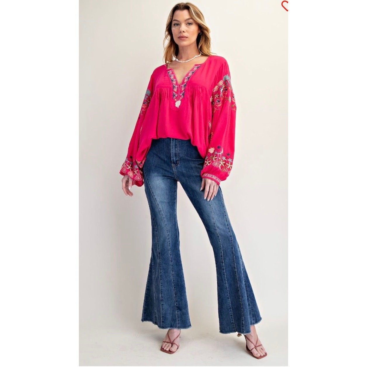 Easel - Poly Dobby Embroidered Top - Small - Image 3