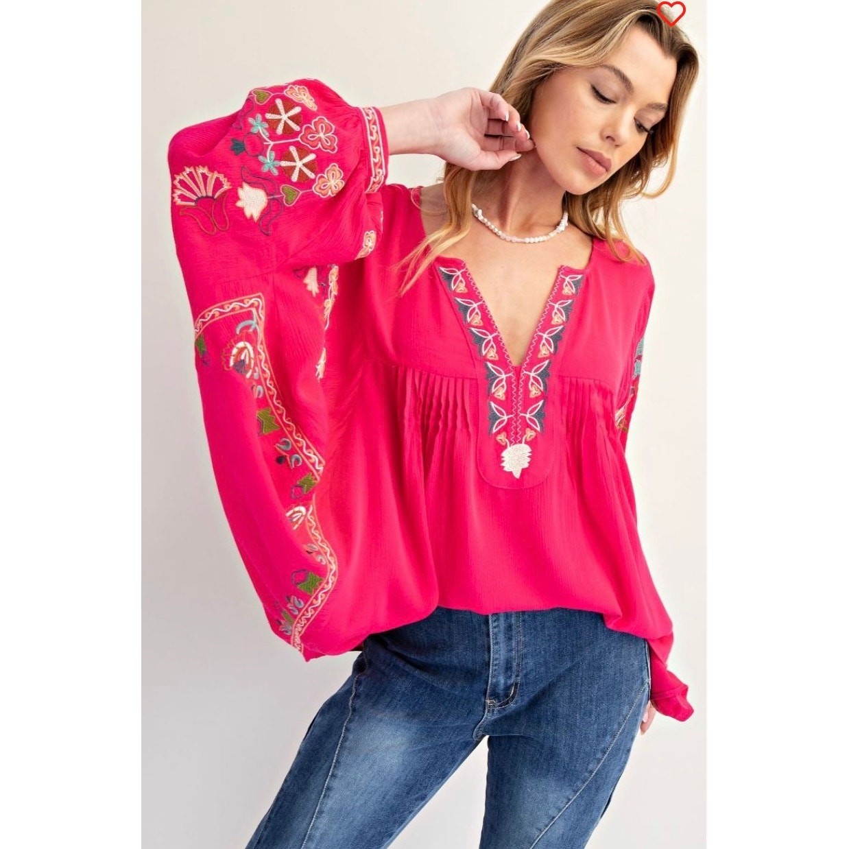 Easel - Poly Dobby Embroidered Top - Small - Image 4