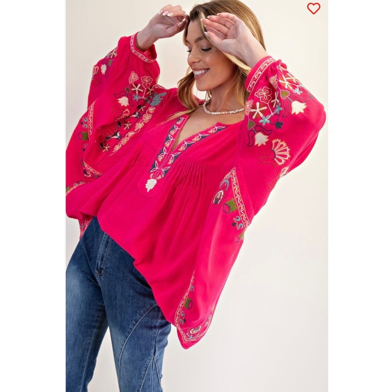 Easel - Poly Dobby Embroidered Top - Small - Image 5