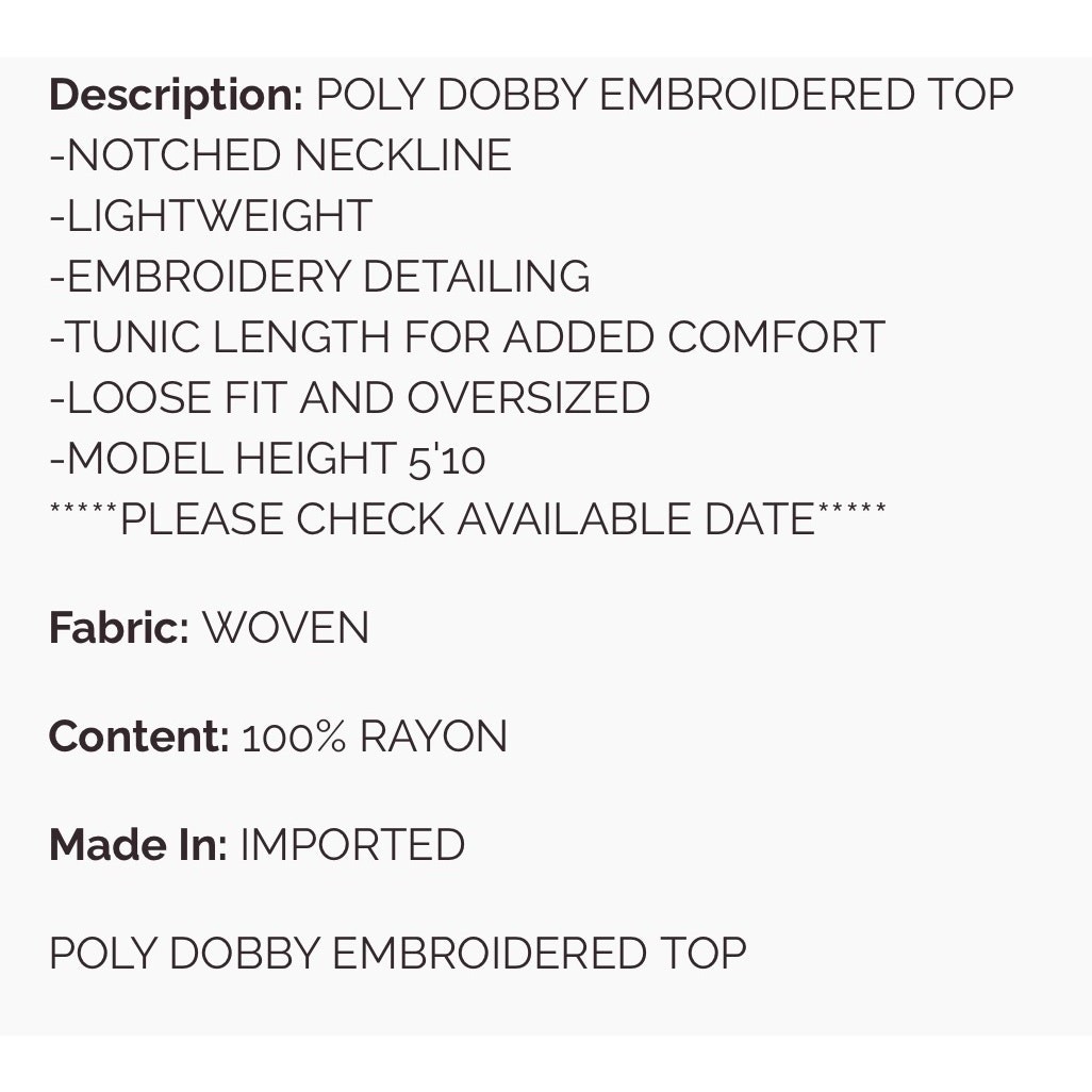 Easel - Poly Dobby Embroidered Top - Small - Image 6