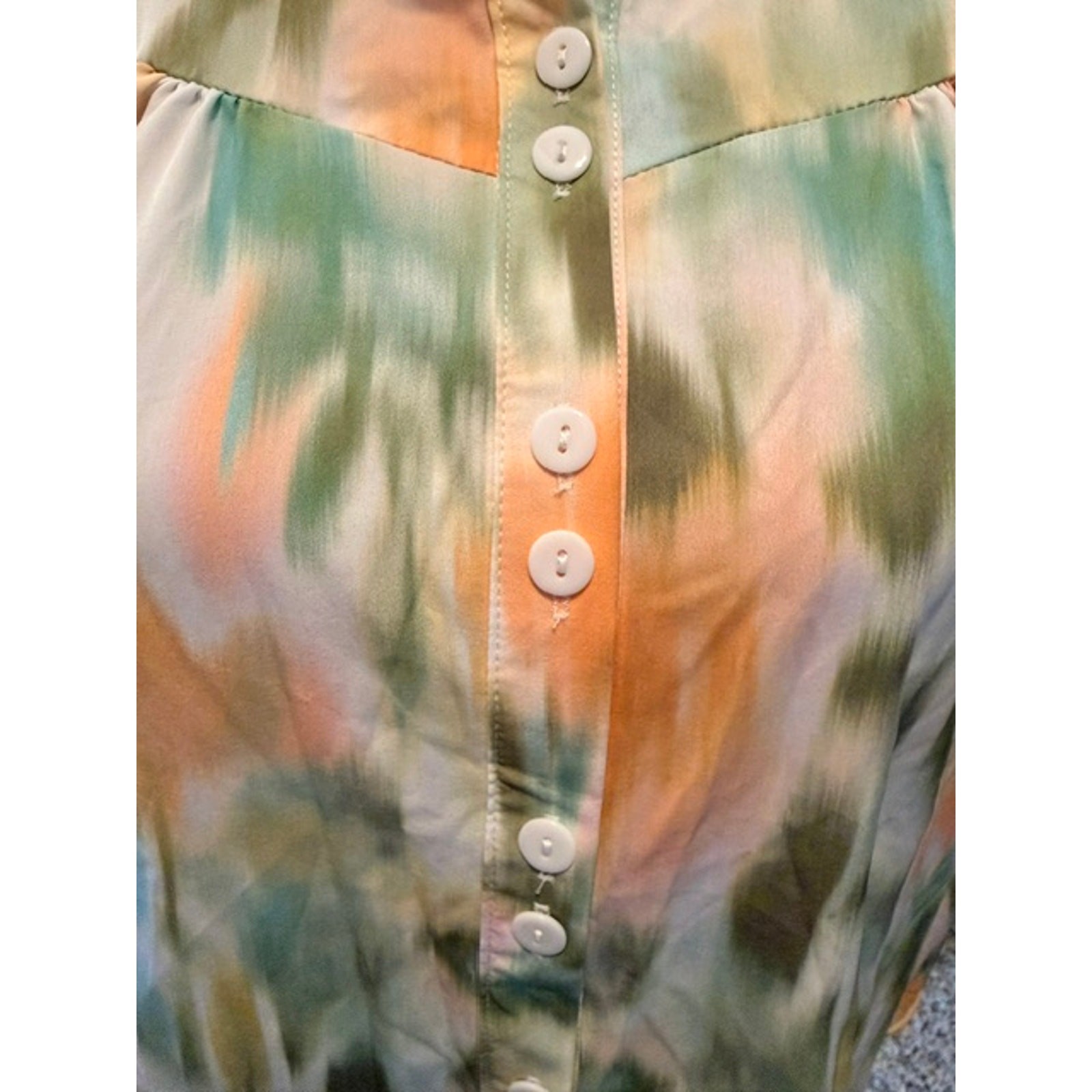Sage & Sunrise Button Down Blouse with Smock Cuffs - Large - Image 5