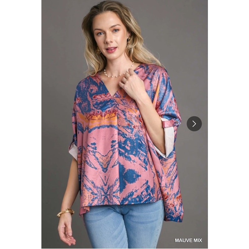 UMGEE - Marble Print Batwing Top with High Low Hem - Small - Image 3