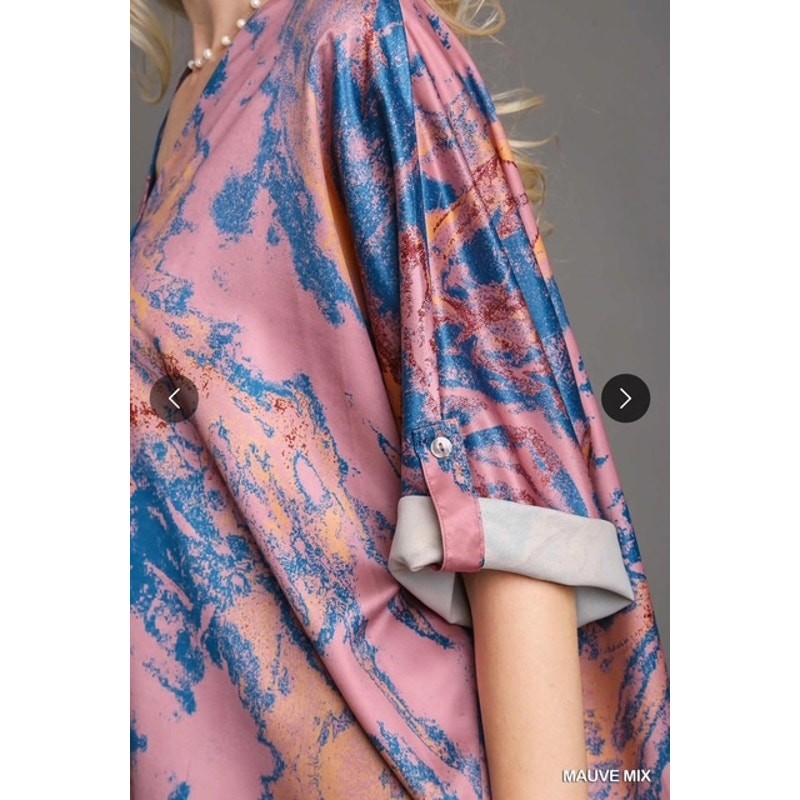 UMGEE - Marble Print Batwing Top with High Low Hem - Small - Image 4