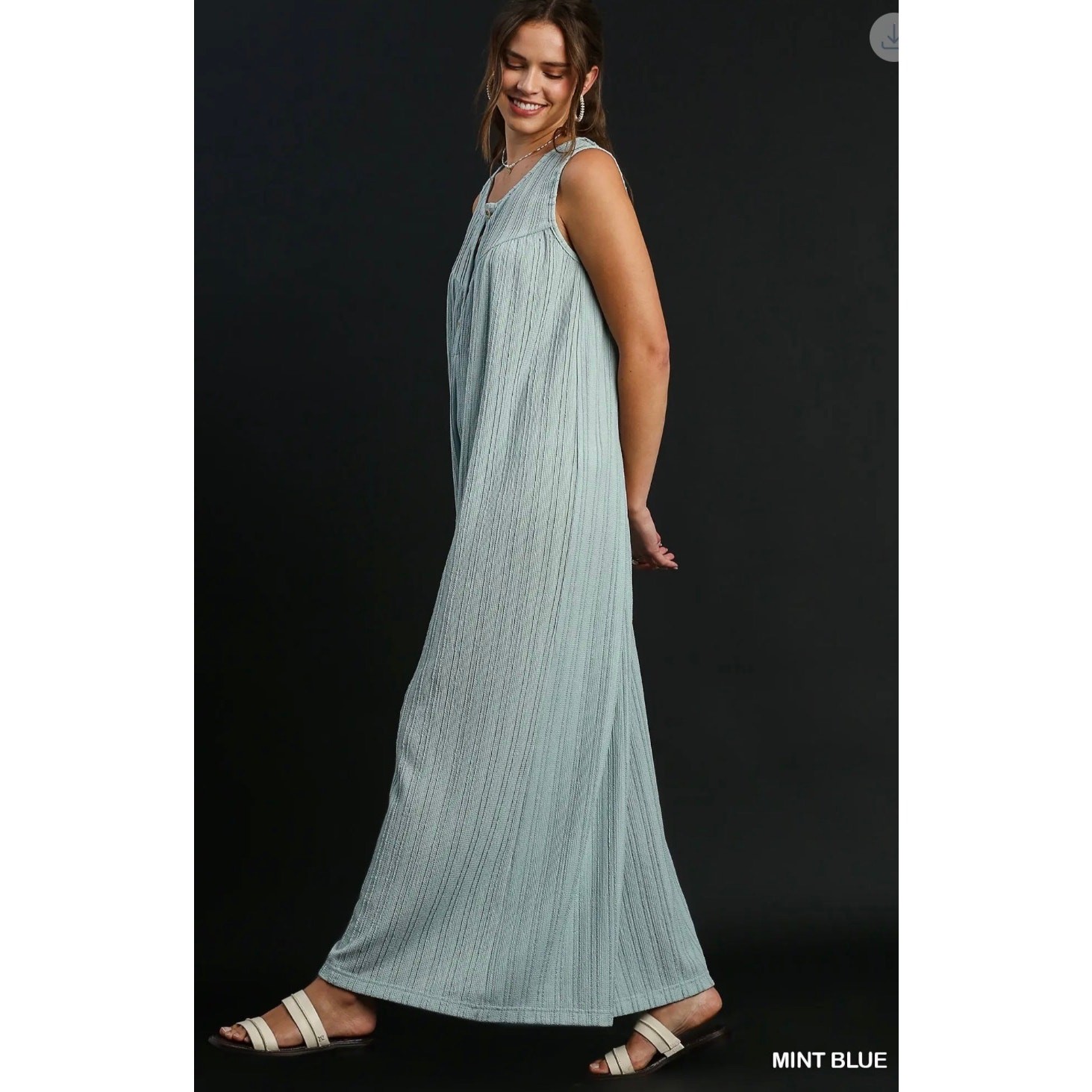Umgee - Textured Knit Jumpsuit (Mint Blue) - Small - Image 3